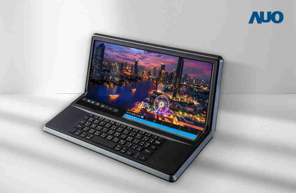 龙门国际14.6吋Micro LED折迭显示屏幕，，，，搭配半径4mm的弯折绞炼，，以及高画素、、、高亮度、、、、高对比度的显示技术特点，，即便在大视角下仍保有绝佳色相与亮度