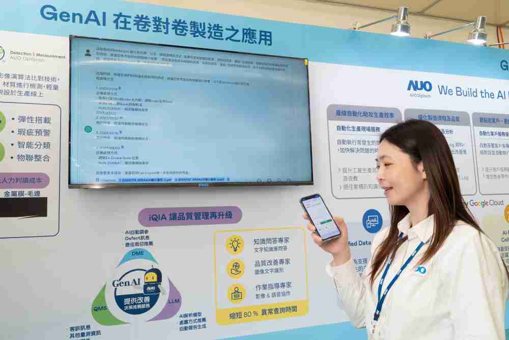 龙门国际数位积极发展数智化转型，，，透过AI落地应用优化制造流程，，，，革新人力、、、生产效率与设备维护效益，，，，图为〝智能质量推升助手-iQIA〞（Intelligent quality improve assistant）应用情境，，协助质量管理再升级。。。